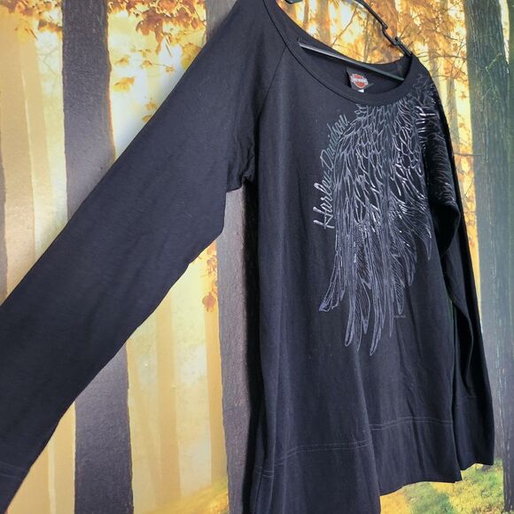 Harley Davidson Women's XL Wings Long Sleeve T-Shirt New Orleans Voodoo Heart - Picture 3 of 10